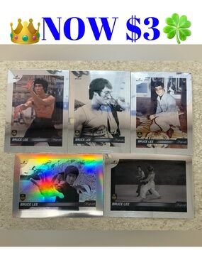 All 5 Bruce Lee Dragon 2024 Silver Chrome Refractor MMA Movie Cards BV $50